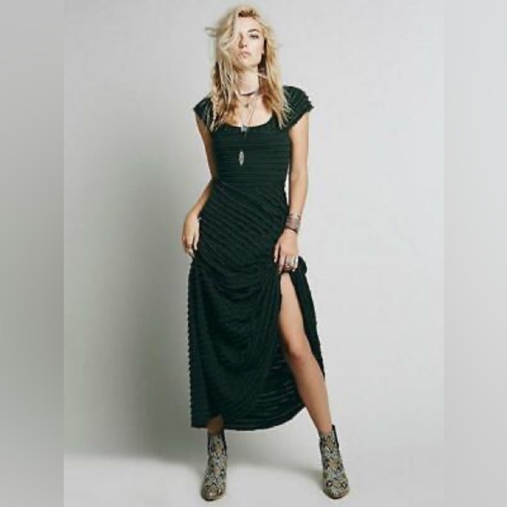 Free People Size Small  FP X Green RUFFLES & ROWS Maxi Dress